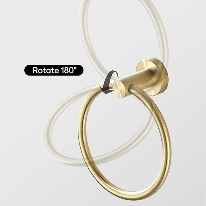 Gold Bathroom Hardware, Toilet Paper Holder Towel Ring and Robe Hook Brushed Gold Bathroom Accessories Set Wall Mount 3 Pieces Stainless Steel1