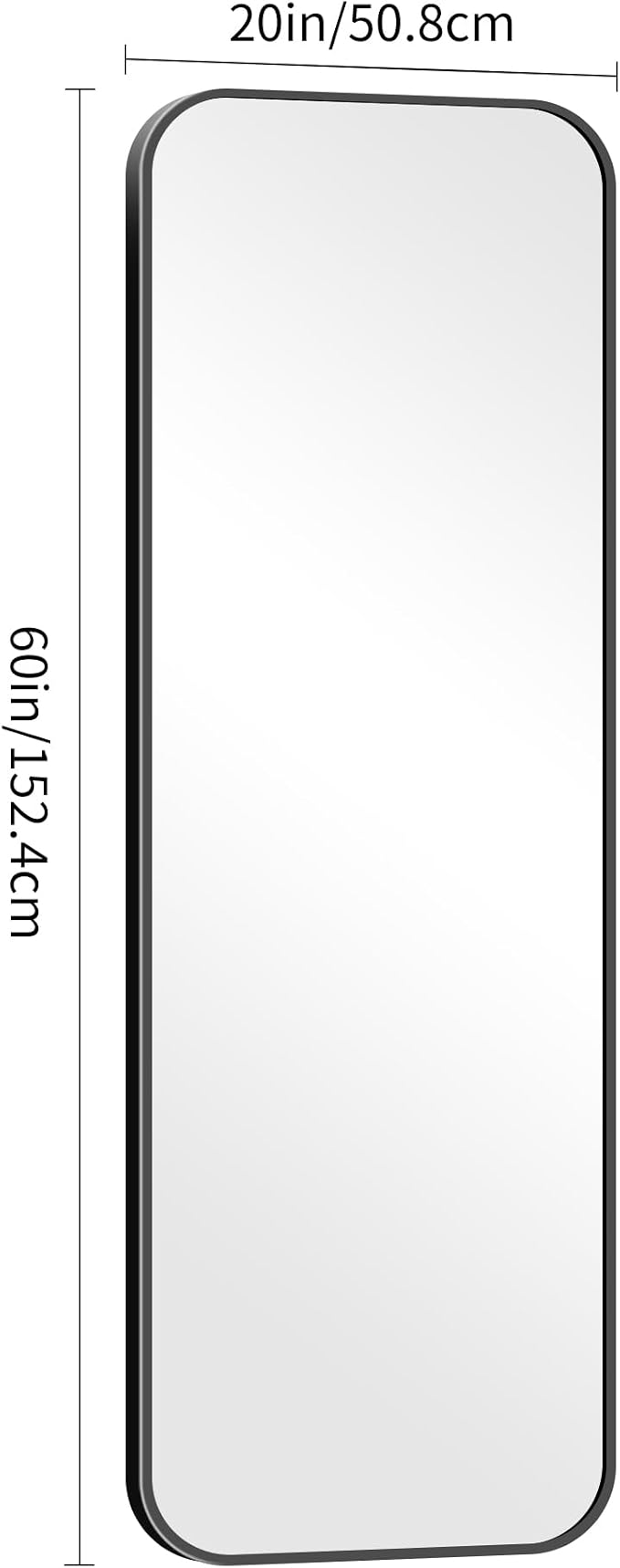 DESBING 60" x 20"Bathroom Mirror, Matte Black Wall Mirror with Metal Frame, Decorative Rectangular Vanity Mirror for Bedroom Bathroom Living Room Entryway (Horizontal/Vertical)