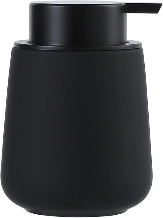BosilunLife Ceramic Soap Dispenser - Dish Soap Dispenser for Bathroom 12Oz | Refillable Liquid Hand Wash Dispenser for Essential Oil, Lotion Soap, Rubber Paint Black