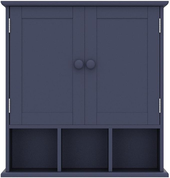 TaoHFE Blue Bathroom Over The Toilet Storage Cabinet | Wall Medicine Cabinet Organizer With 2 Door Adjustable Shelves,Wooden Modern Bathroom Shelves Wall Mounted Laundry Room