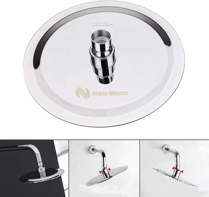 NearMoon Rain Shower Head, Ultra-Thin Design-Pressure Boosting, Awesome Some Experience, High Flow Stainless Steel Rainfall Head (8 Inch,Chrome Finish)