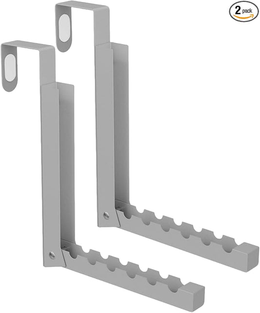 BAKON Over The Door Hanger Folding Clothes Drying Rack, Folding Hanging Coat Rack for Indoor Laundry Room Compact Small Space Foldable Portable Clothing Hanger Hook Collapsible-2 Pack (Gary)