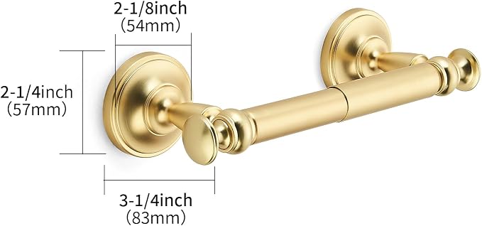 Double Post Toilet Paper Holder Brushed Gold Tissue Roll Holder for Bathroom Organization and Storage Single Double Toilet Tissue Holder Wall Bathroom Accessories (1-Pack)