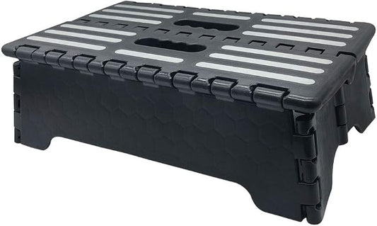 5 inch Portable Folding Step Stool, Plastic Collapsible Step Stool | Safe & Stable, Foldable Stepping Stool for Car, Bathroom, Bedroom, Step Stools for Elderly & Adults (Black)