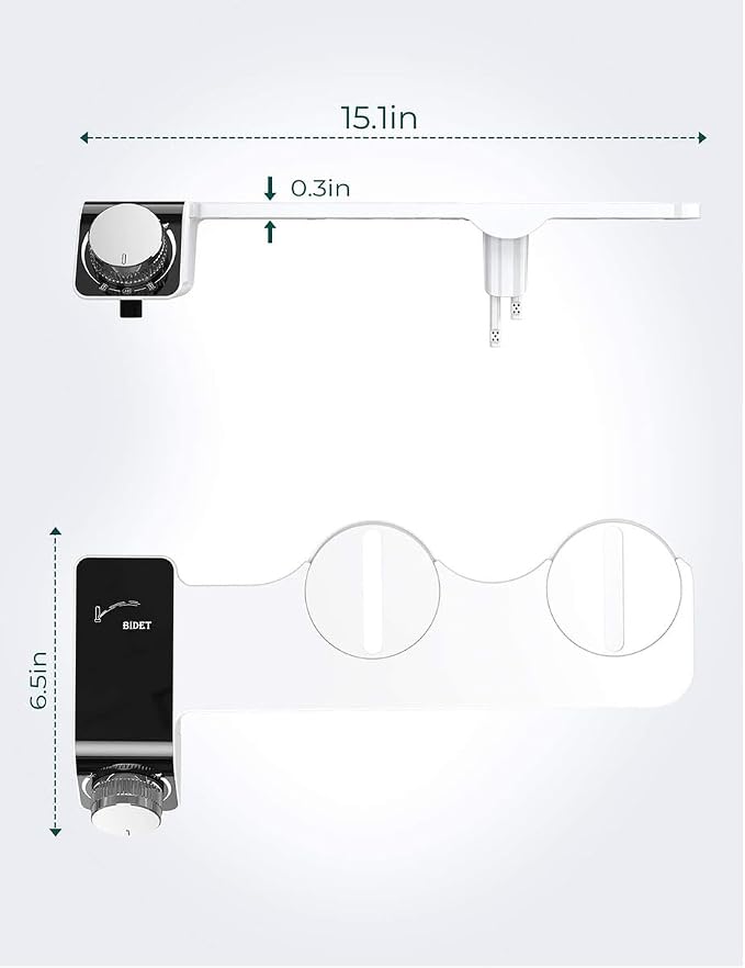 Self-Cleaning Retractable Non-Electric Dual Hidden Nozzle Bidet Attachment for Toilet Seat,Jet Spray for Toilet Bathroom Bidet Toilet Sprayer, Adjustable Water Pressure
