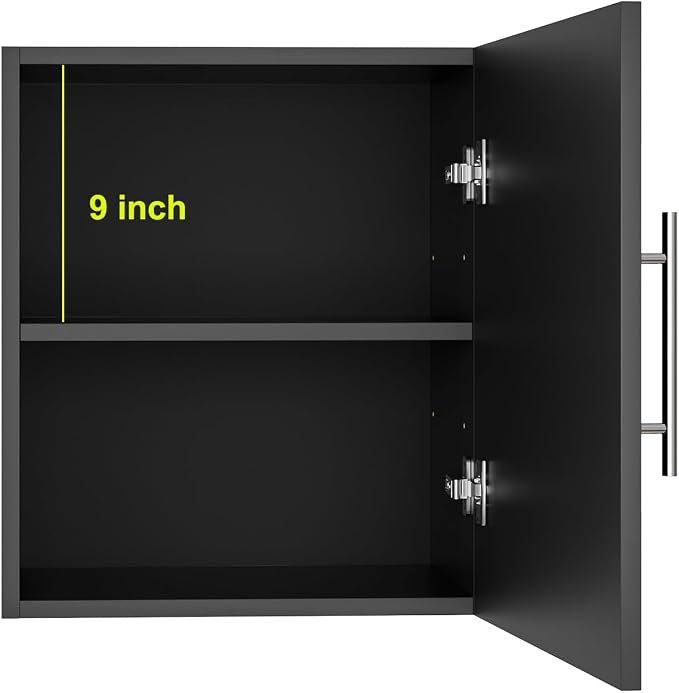 Small Wall Cabinet set of 3, 18" W x 12" D x 20" H Wooden Wall Mounted Storage Cabinet, 1 Door Cabinet with Soft Close, Metal Handle, Adjustable Shelf for Kitchen, Garage, Laundry, Bathroom,Black