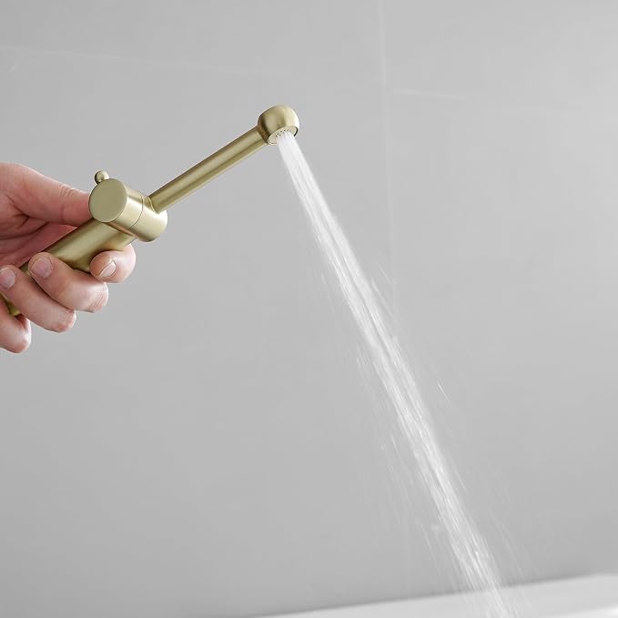 Brushed Gold Bidet Sprayer Set,Handheld Sprayer Set for Toilet | Adjustable Water Pressure,Solid Brass,Multi-use Sprayer for Feminine Care,Cloth Diaper & Pet Washing