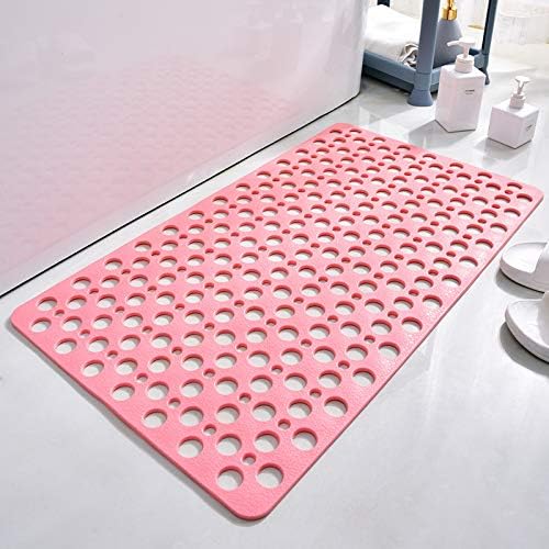 Casa and Beyond Shower Mat, Bathtub Mat Non Slip with Suction Cups and Drain Holes, Easy to Clean Soft Machine Washable, Shower Mats for Inside Shower Easy Dry&Cut (Pink,21" x 21"(Rectangular))