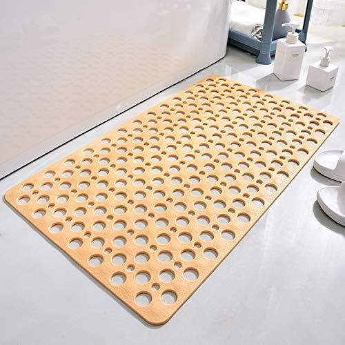 Casa and Beyond Shower Mat, Bathtub Mat Non Slip with Suction Cups and Drain Holes, Easy to Clean Soft Machine Washable, Shower Mats for Inside Shower Easy Dry&Cut (Beige,28" x 28"(Rectangular))