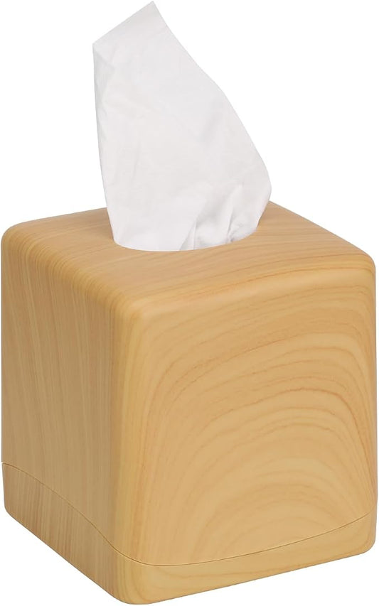MOCHTERO Modern Wood Grain Finish Square Tissue Box Cover,Cube Tissue Holders,for Bathrooms,Bedroom, Dinner Table,Living Room,Office