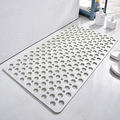 Casa and Beyond Shower Mat, Bathtub Mat Non Slip with Suction Cups and Drain Holes, Easy to Clean Soft Machine Washable, Shower Mats for Inside Shower Easy Dry&Cut (White,35" x 16"(Rectangular))