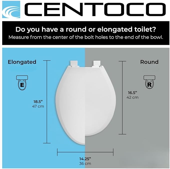 Centoco Round Toilet Seat, Wood Core/Plastic Finish, White | Plastic Finish, 700-001