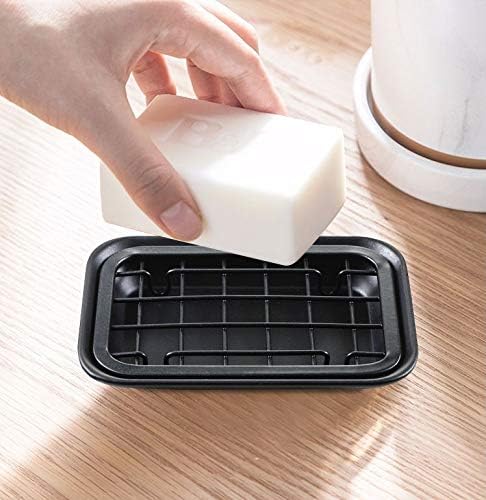 SheeChung Soap Dish for Bathroom Kitchen, Stainless Steel Soap Holder Tray | 2 Pack Black, Metal Soap Dish with Drainage, for Kitchen Sink Counter to Store Bar Soap Sponges Scrubbers, Rust Resistant