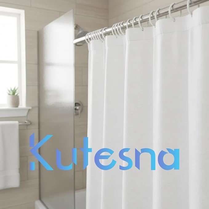 Kutesna 24PCS Shower Curtain Hooks,White Shower Curtain Rings | Plastic Shower Hooks,Easy to Snap Closure,Rust Proof Anti-Drop Shower Rings,Smooth Sliding Curtain Hooks for Shower Curtains