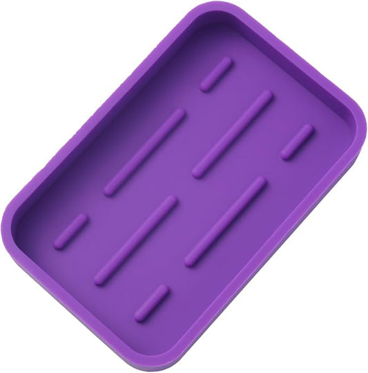 MicoYang Silicone Kitchen Sink Organizer Tray for Multiple Usage,Easy Clean Sponges Holder for Kitchen Bathroom Counter or Sink,Dish Soap Dispenser,Scrubber,Bottle,Cup Purple 4.9”x 3.2”