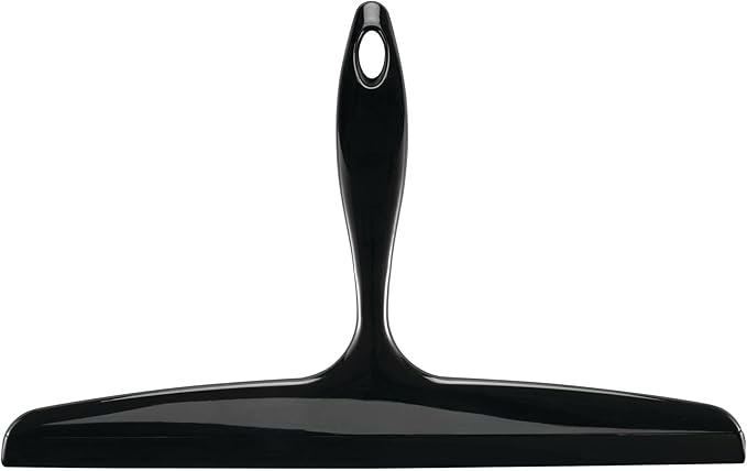 iDesign Bathroom Plastic Shower Squeegee, Black | Wall Hook Included