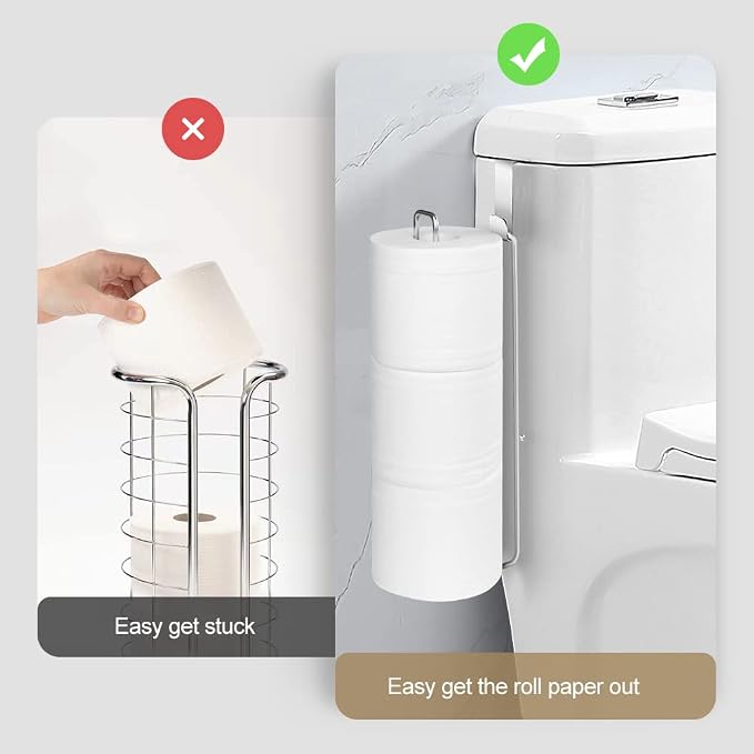 Bathroom Toilet Paper Roll Holder for 3 Roll Tissue（2 Pcs） | , Brushed Nickel,Over The Tank Toilet Paper Holder,Self Adhesive Toilet Paper Holder Storage Wall Mount,Stainless Steel
