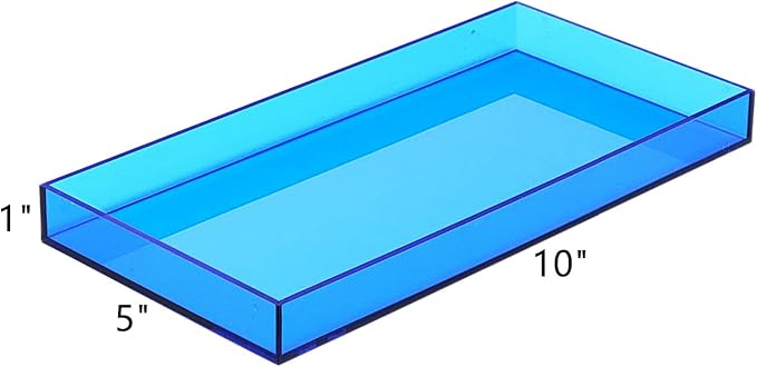 ROYALITA Acrylic Tray for Countertop, Guest Towel Holder Tray for Bathroom | Vanity Trays for Napkin Perfume Jewelry Makeup, Bathroom Tray for Soap Dispenser, Aromatherapy, Cup & Candle, Blue