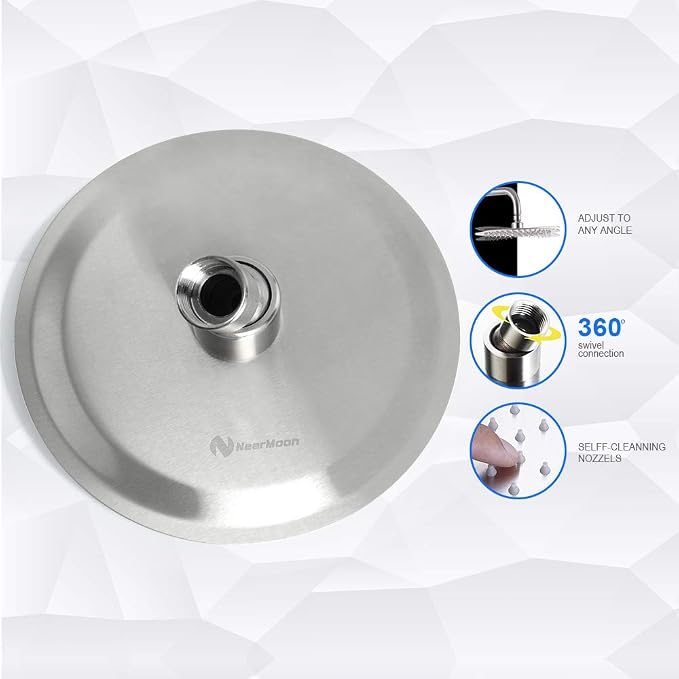 NearMoon Rain Shower Head, Ultra-Thin Design-Pressure Boosting, Awesome Some Experience, High Flow Stainless Steel Rainfall Head (6 Inch,Brushed Nickel)