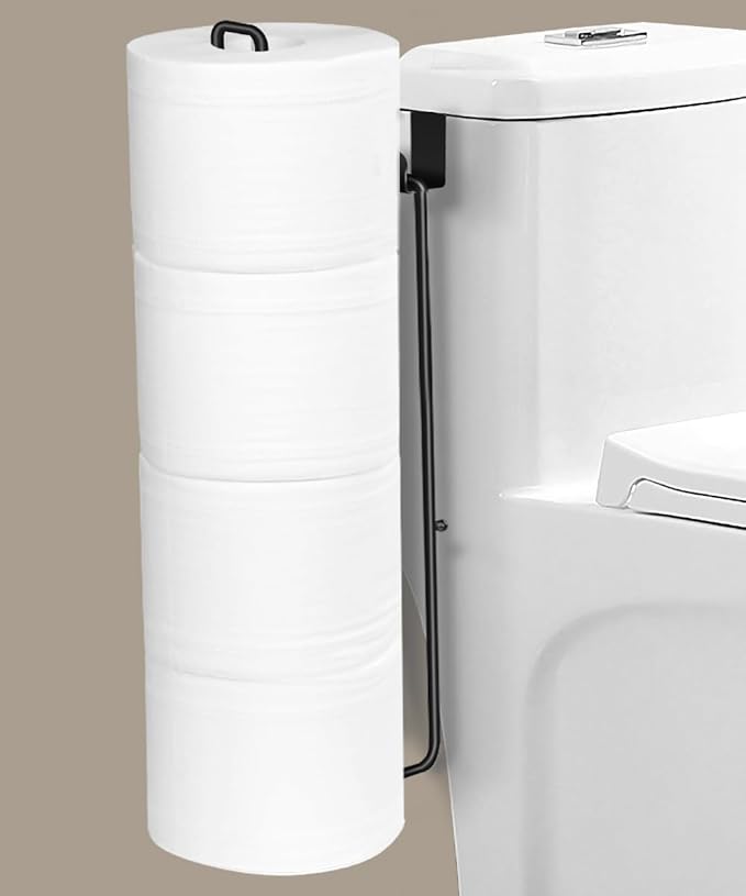 Black Over The Tank Toilet Paper Holder for 4 Roll Tissue | Bathroom Toilet Paper Roll Storage Holder Wall Mount Brushed Nickel,Metal Hanging Toilet Paper Holder Dispenser,Organizer