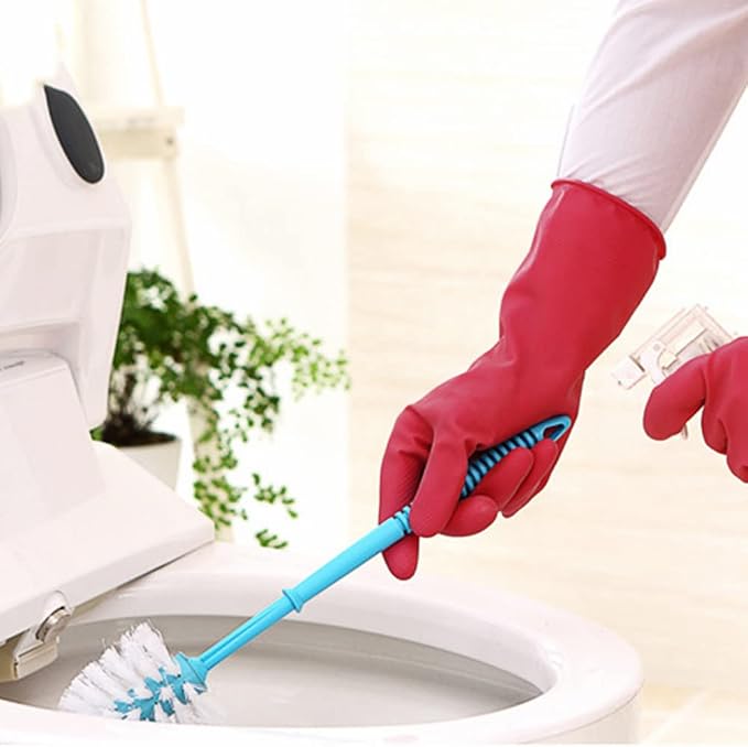 Alimat PluS Dishwashing Gloves Latex Free, Without Liner, 3 Pairs, Large | Reusable Rubber Gloves with Non Slip Embossed Texture, Waterproof Nitrile Cleaning Gloves for Laundry, Gardening