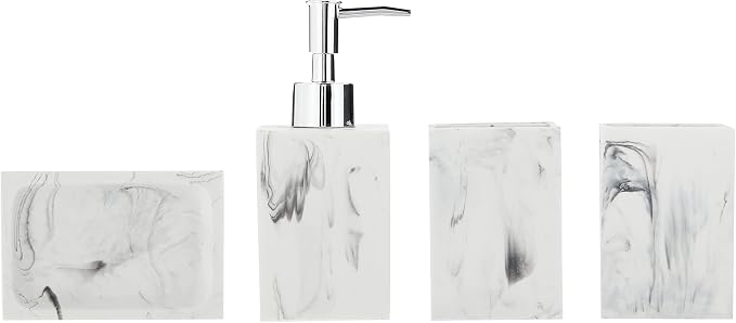 Sweet Home Collection Bathroom Accessories Collection Unique Decorative Beautiful Designs Bath Décor, 4 Piece Set, Plaza(Pack of 1)