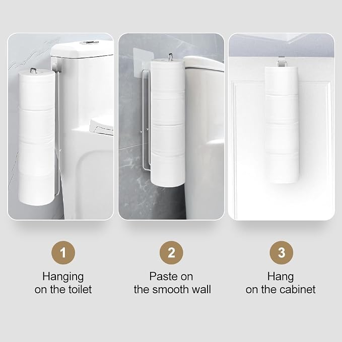 2Pcs Over The Tank Toilet Paper Holder for 4 Roll Tissue，Bathroom Toilet Paper Roll Storage Holder Wall Mount Brushed Nickel,Metal Hanging Toilet Paper Holder Dispenser,Organizer | Bathroom Toilet Paper Roll Storage Holder Wall Mount Brushed Nickel,Met...