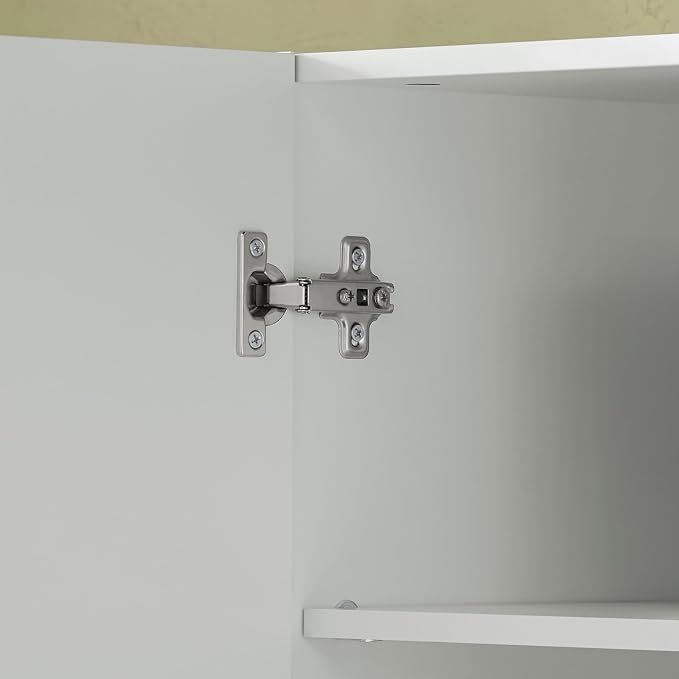3-Door Wall Mount Bathroom & Laundry Cabinet, Wall Size, White | 3-Door Wall Storage Cabinet With Adjustable Shelves, Over Toilet/Washer MDF Medicine Cabinet, HUS-FRG231-L