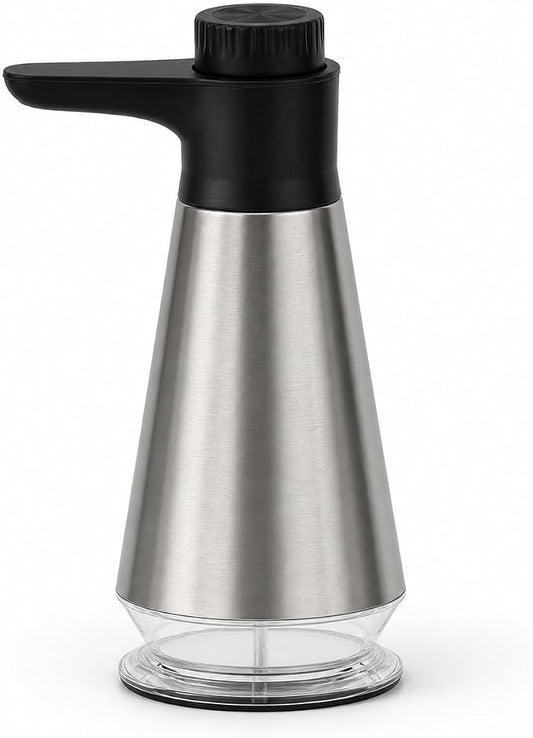 Dish Soap Dispenser for Kitchen,304 Stainless Steel Hand Soap Dispenser with Adjustable Output,Refillable Soap Pump with Clear Refill Base, Leak Resistant, Rust Resistant, Non-Slip
