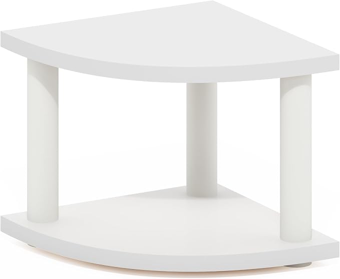 Furinno Turn-N-Tube Kitchen Countertop Organizer, 2-Tier Corner Countertop Organizer Shelf, Corner Shelf, for Kitchen, Pantry, Organizers and Storage, White
