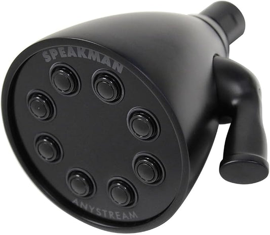 Speakman S-2251-MB Signature Icon Anystream High Pressure Adjustable Solid Brass Shower Head, 2.5 GPM, Matte Black