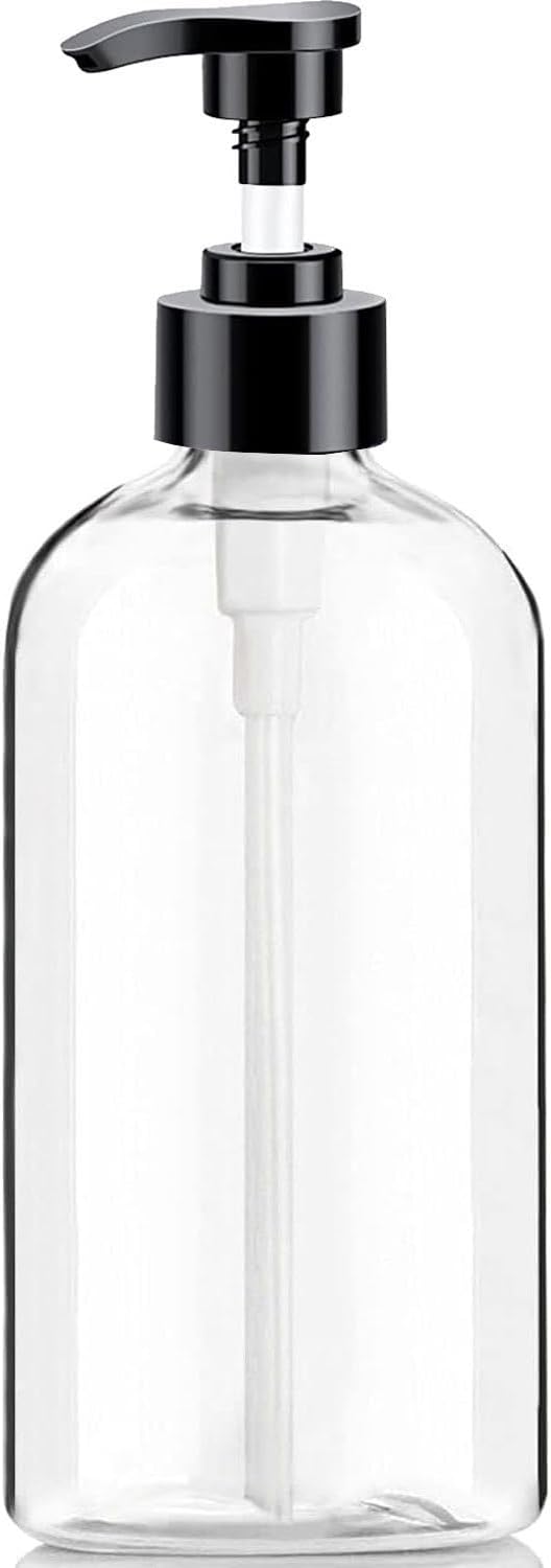 Clear Soap Dispenser with Rust Proof Pump, Waterproof Labels (1 Pack,16.9 Oz), Plastic Hand Soap Dish Soap Dispenser for Kitchen Bathroom