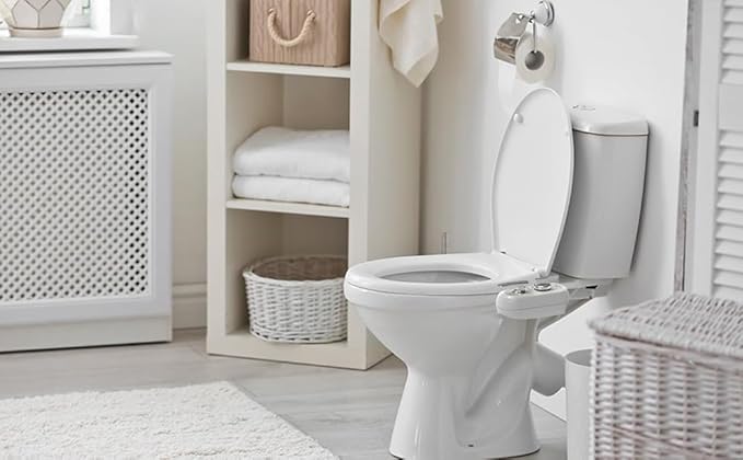 Left Handed Bidet Attachment for Toilet - Self-Cleaning control panel on left side Dual Nozzle (Frontal & Rear Wash) Non-Electric Adjustable Water Pressure, Water Bidet Toilet Seat Attachment