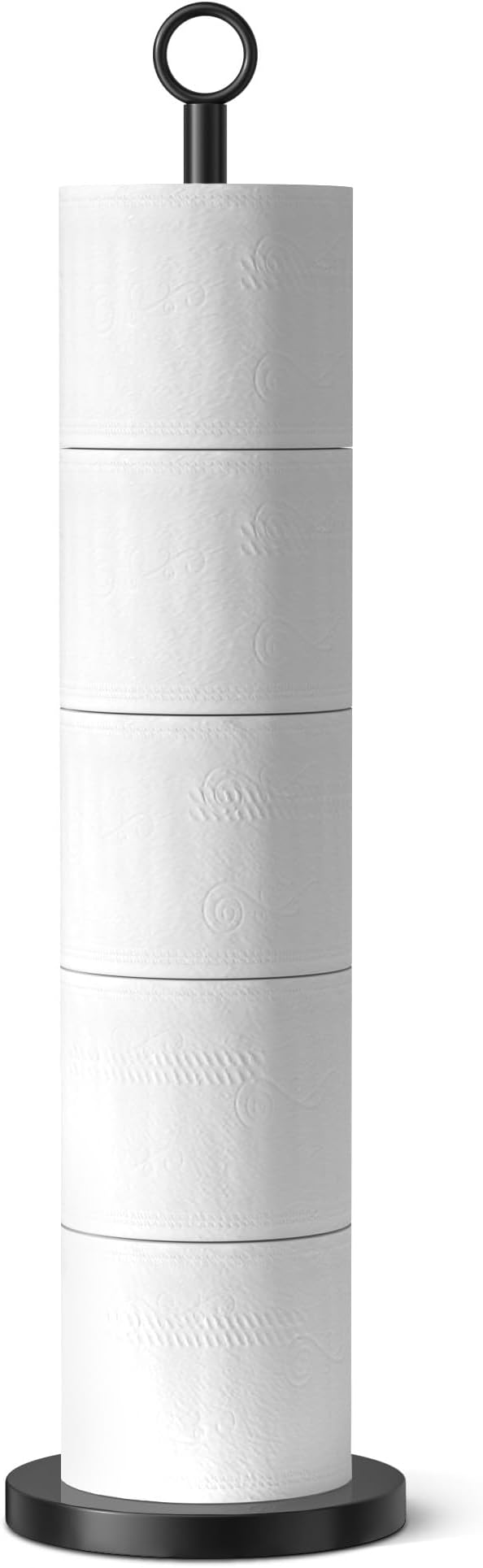 Toilet Paper Holder Stand Free Standing Rolls Storage,Matte Black | Modern Bathroom Toilet Paper Holder Stand, Stainless Steel, 4 Roll Storage, Freestanding Design, Space Saving, Easy Assembly