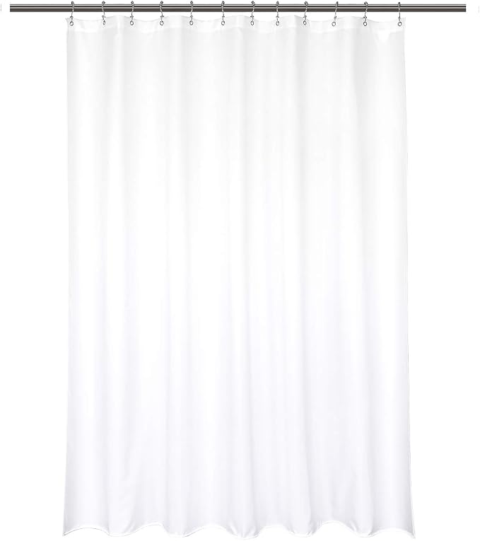 Barossa Design 72x66 Short Fabric Shower Curtain Liner White | Soft Microfiber Cloth, Waterproof, Hotel Quality, Machine Washable, 72W x 66H for Bathroom/Tub