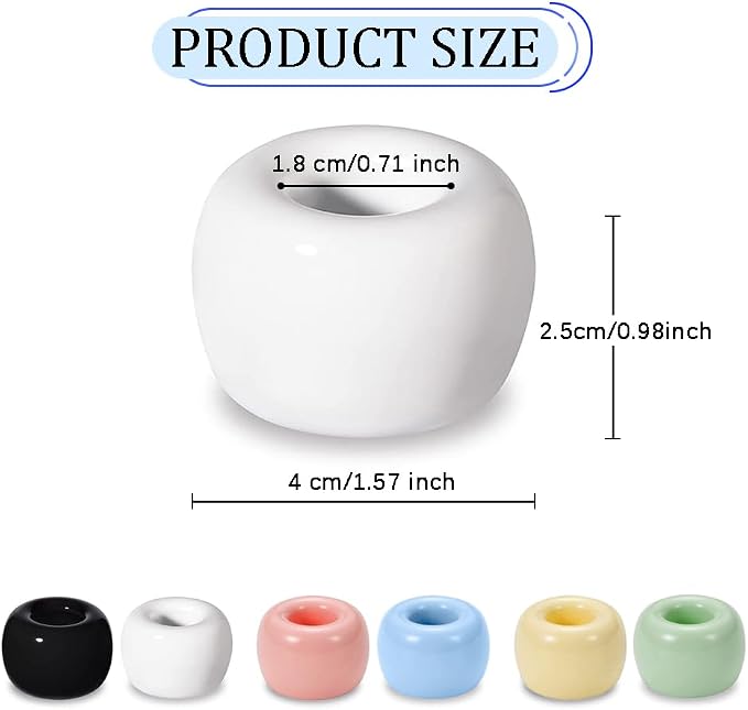 Mini Ceramics Toothbrush Holder Stand for Bathroom Vanity Countertop, Handmade Couple Toothbrush Head Holder, Shaver Holder and Office Pen Holder, 2-Piece Set White