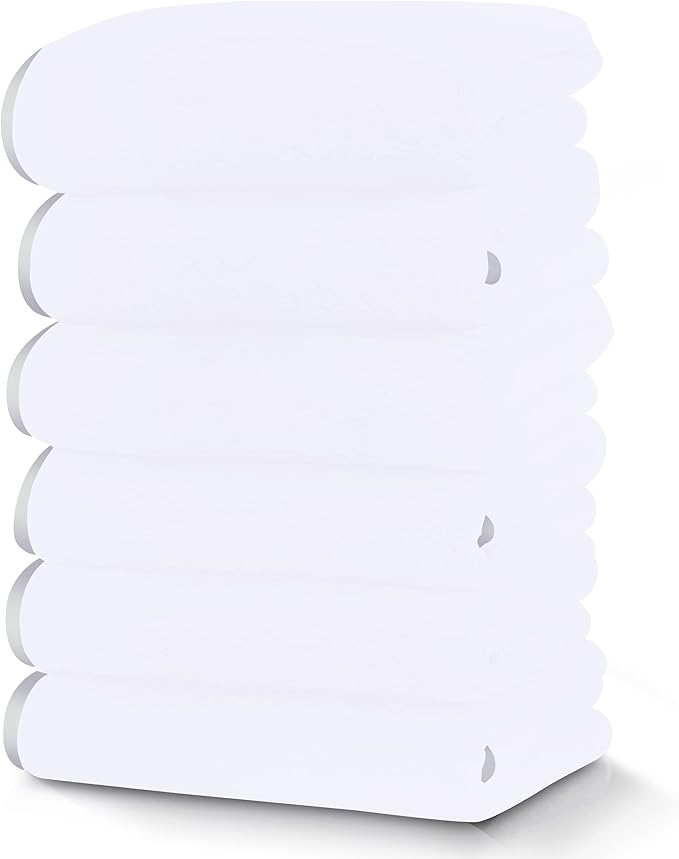 TENSTARS Silk Hemming Hand Towels for Bathroom - Quick Drying - Ultra Soft Microfiber Absorbent Towel for Bath Fitness, Gym, Shower, Hotel, and Spa - 16x28 Inch | Set of 6, White