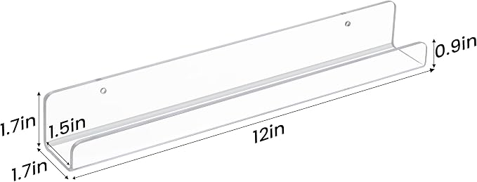 upsimples 18 Pcs 12" Vinyl Record Wall Mount Shelves, Clear Acrylic Display | Display Full Album Covers, Keep Records Secure, Floating Design, Easy to Install, for Book, Photo & More, Modern Wall Decor
