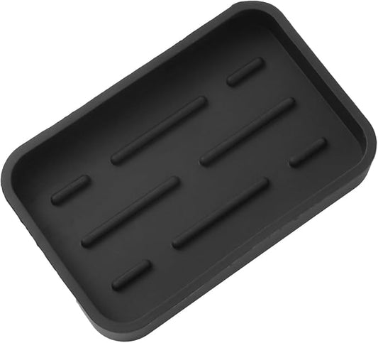 MicoYang Silicone Kitchen Sink Organizer Tray for Multiple Usage,Easy Clean Sponges Holder for Kitchen Bathroom Counter or Sink,Dish Soap Dispenser,Scrubber,Bottle,Cup Black 4.9”x 3.2”