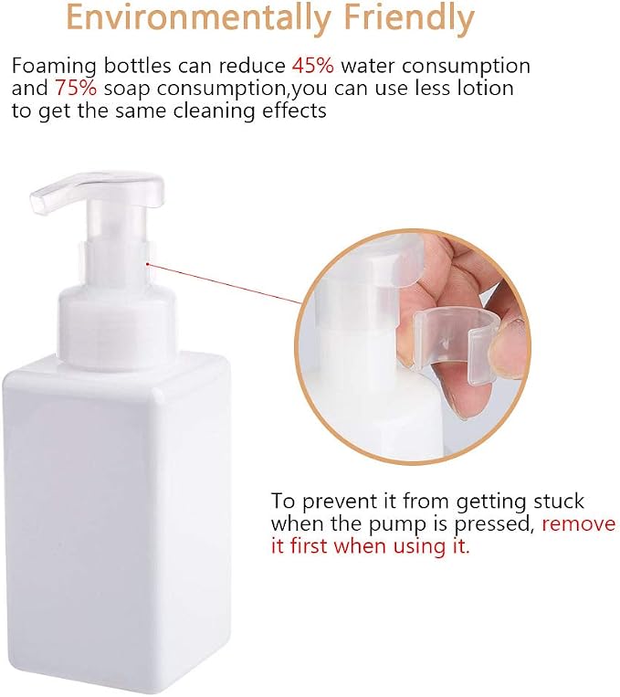 Foaming Soap Dispenser, 22oz Plastic Refillable Pump Bottle, 2 Pack, White | Hand Dispenser for Liquid Soap, Shampoo & Body Wash – Saves Soap with Rich Foam, Reusable, Easy to Refill, BPA-Free