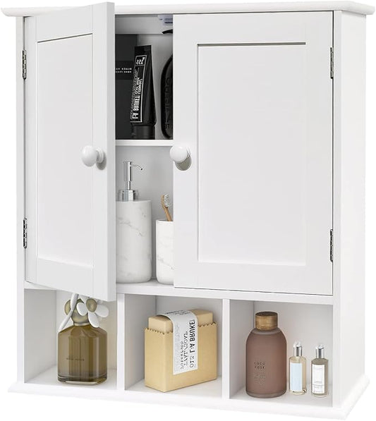 TaoHFE White Bathroom Wall Cabinet with 2 Door Adjustable Shelves | Over The Toilet Storage White Wall Mounted Medicine Cabinets for Bathroom Laundry Room Kitchen
