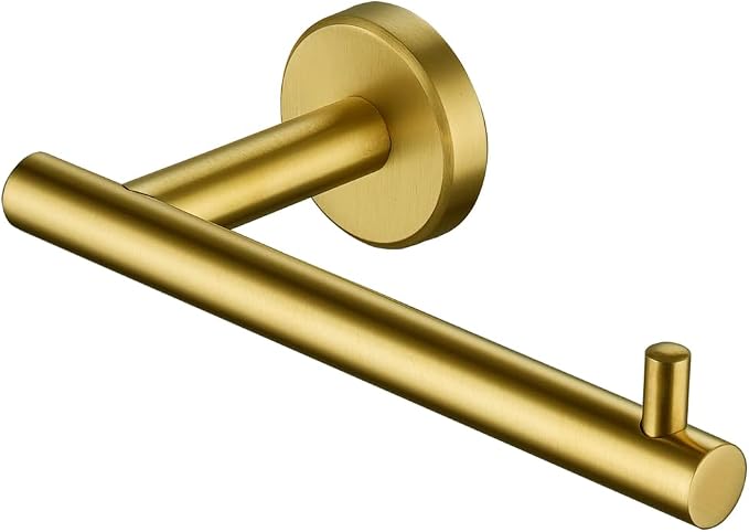 JQK Gold Toilet Paper Holder, 5 Inch Tissue Paper Dispenser, 304 Stainless Steel Thick 0.8mm Wall Mount, Brushed Brass, TPH100-BG