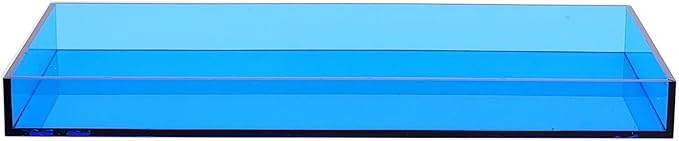 ROYALITA Acrylic Tray for Countertop, Guest Towel Holder Tray for Bathroom | Vanity Trays for Napkin Perfume Jewelry Makeup, Bathroom Tray for Soap Dispenser, Aromatherapy, Cup & Candle, Blue