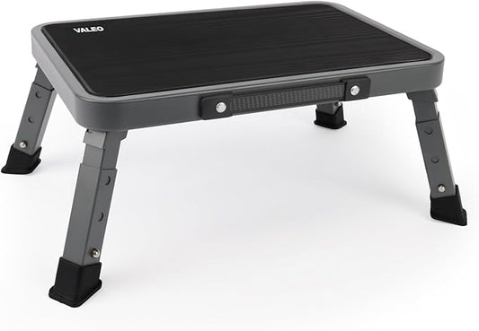 Valeo Folding Step Stool, Adjustable Step Stool with Non-Slip Platform, 330 Lbs Capacity, Step Ladder for Adults in Kitchen, Bathroom, RV, Camping, Office, Black