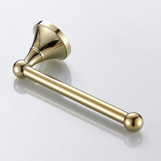 Flybath Toilet Paper Holder Brass Polished Gold Wall Mount for Bathroom | Rust-proof, Heavy Duty, Sturdy, Easy to Fit, Vintage Shiny Gold Loo Roll Holder, Paper Tissue Storage, Bathroom Accessories