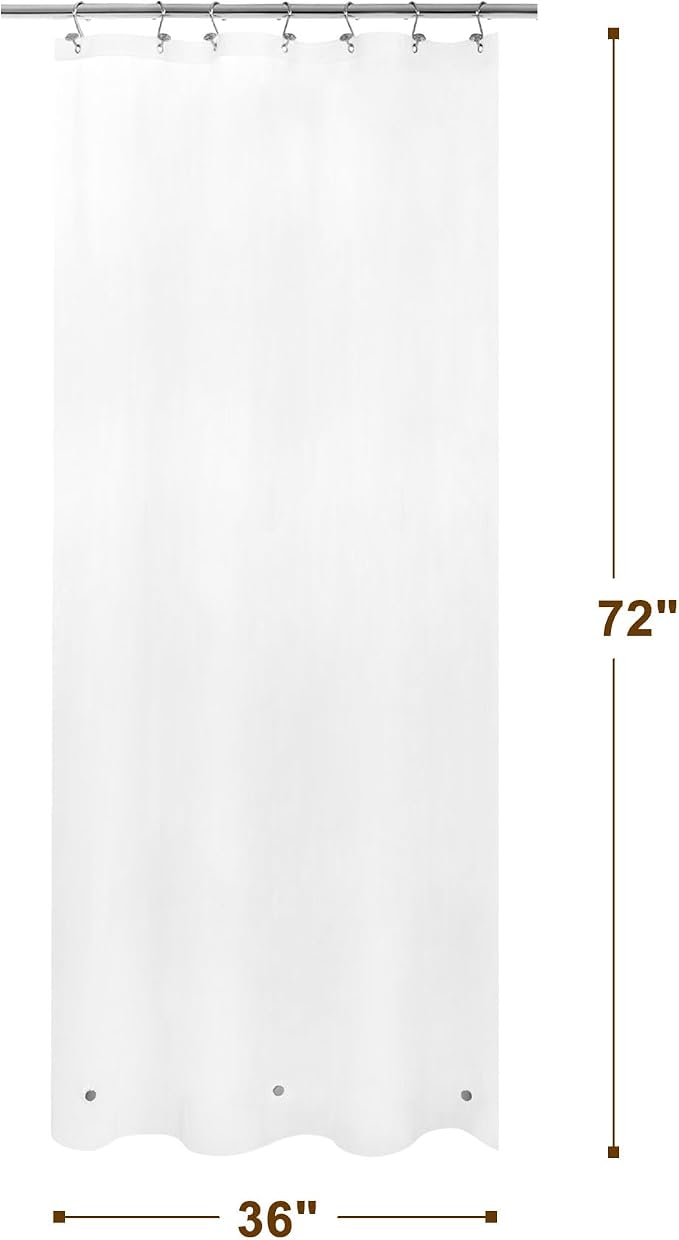 Barossa Design Frosted Stall Shower Curtain Liner with 3 Magnets 36 x 72 | 8G Heavy Duty PEVA, PVC Free, 7 Metal Grommets, Waterproof Plastic Shower Liner 36x72 inches for Small Bathroom Stall