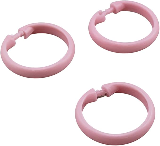 12 Piece Plastic Basic Locking Round Hook Easy Gliding Shower Curtain Rings Fits All Standard Size Shower Rods