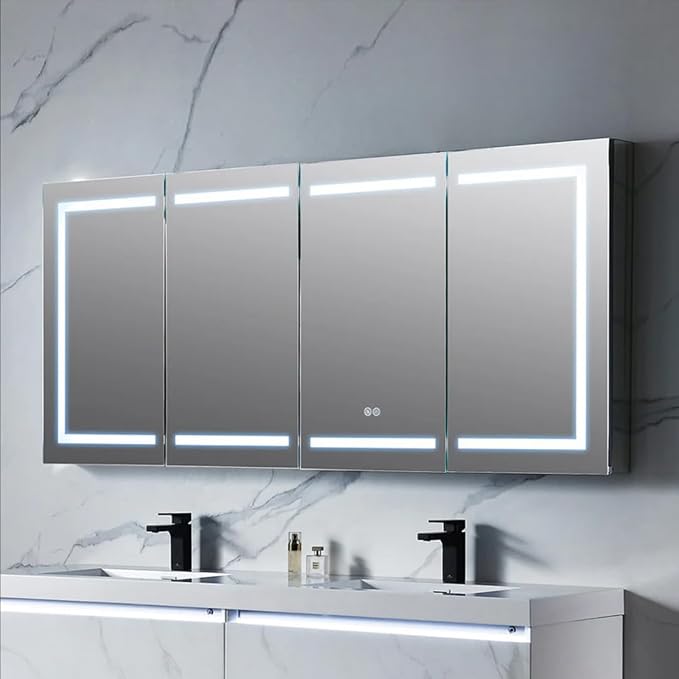 Blossom LED Lighted Bathroom Medicine Cabinet Mirror, Defogger, 72x32 | Bathroom Storage Cabinet, Medicine Cabinets Organizer, Vanity Mirror with Storage, Recessed/Surface Mount, Adjustable Shelves