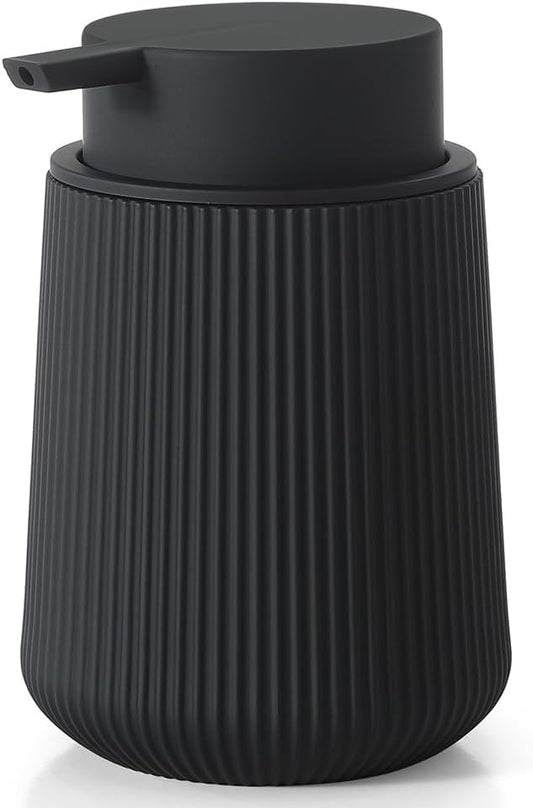 YAUKPH Striped Liquid Hand Soap Dispenser Black | with Leak-Proof Pump for Bathroom and Kitchen Countertop 11oz