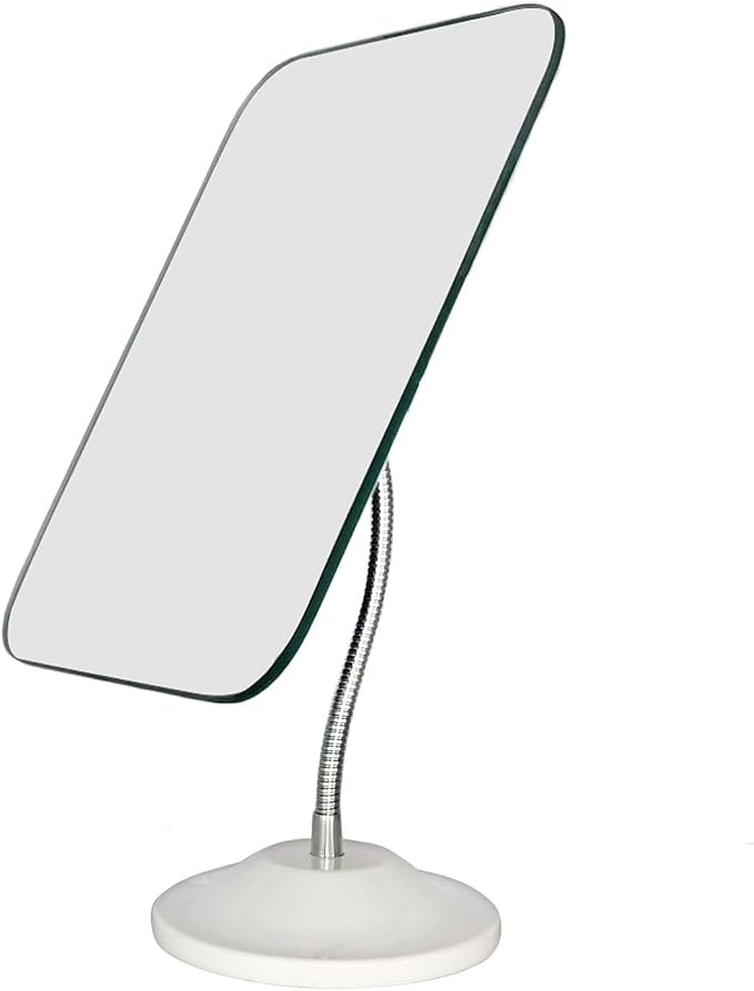 YEAKE Adjustable Flexible Gooseneck Makeup Mirror,360°Rotation Folding Portable Desk Vanity Mirror with Stand Shower Shaving Cosmetic Mirror Square Large